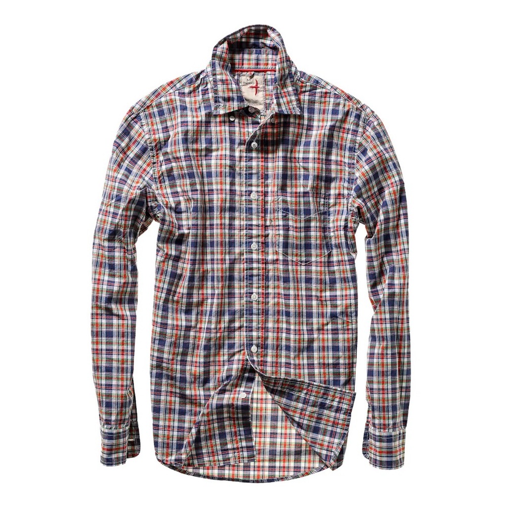 Relwen Broadcloth Madras Shirt Dark Blue / Red Multi
